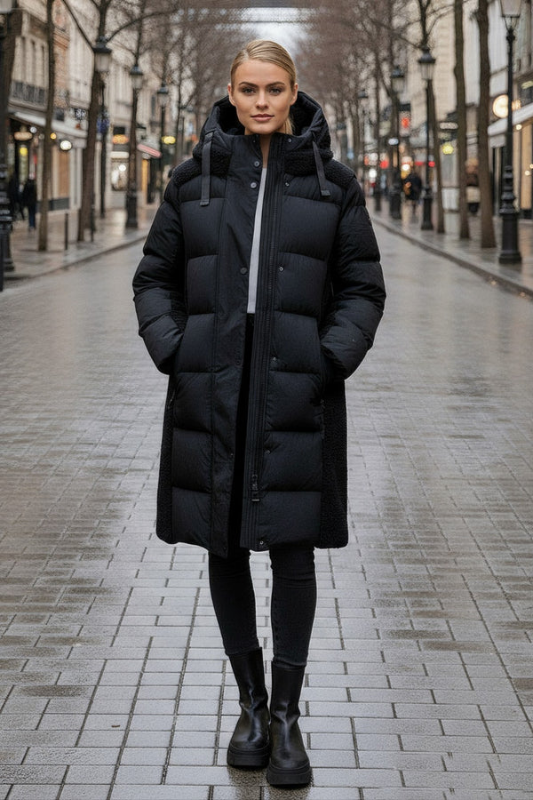 Delicious long winter jacket from NAVAHOO - Funkel Teddy in Black